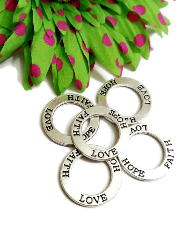 Faith Love Hope Affirmation Rings - Inspirational Charms