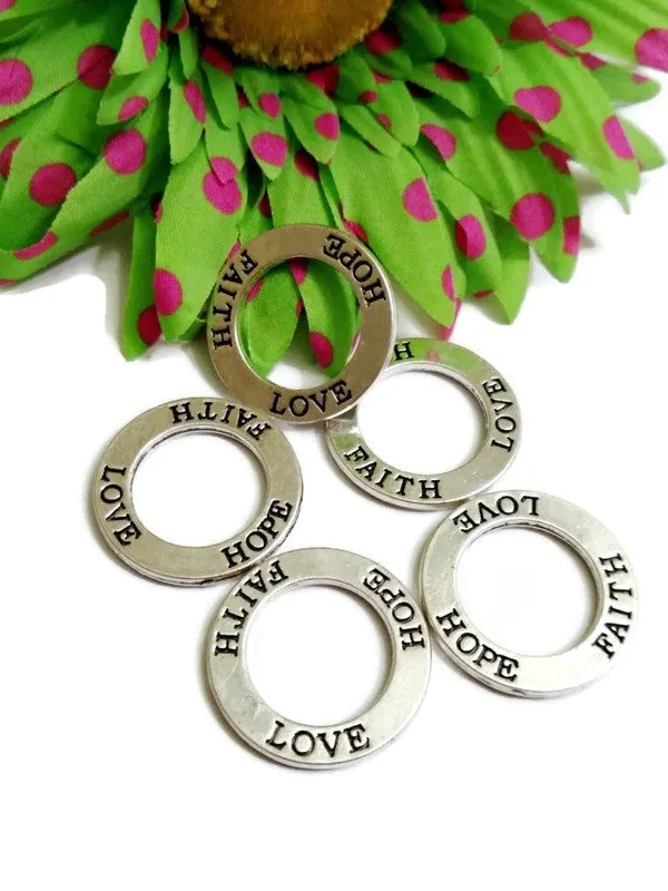 Faith Love Hope Affirmation Rings - Inspirational Charms