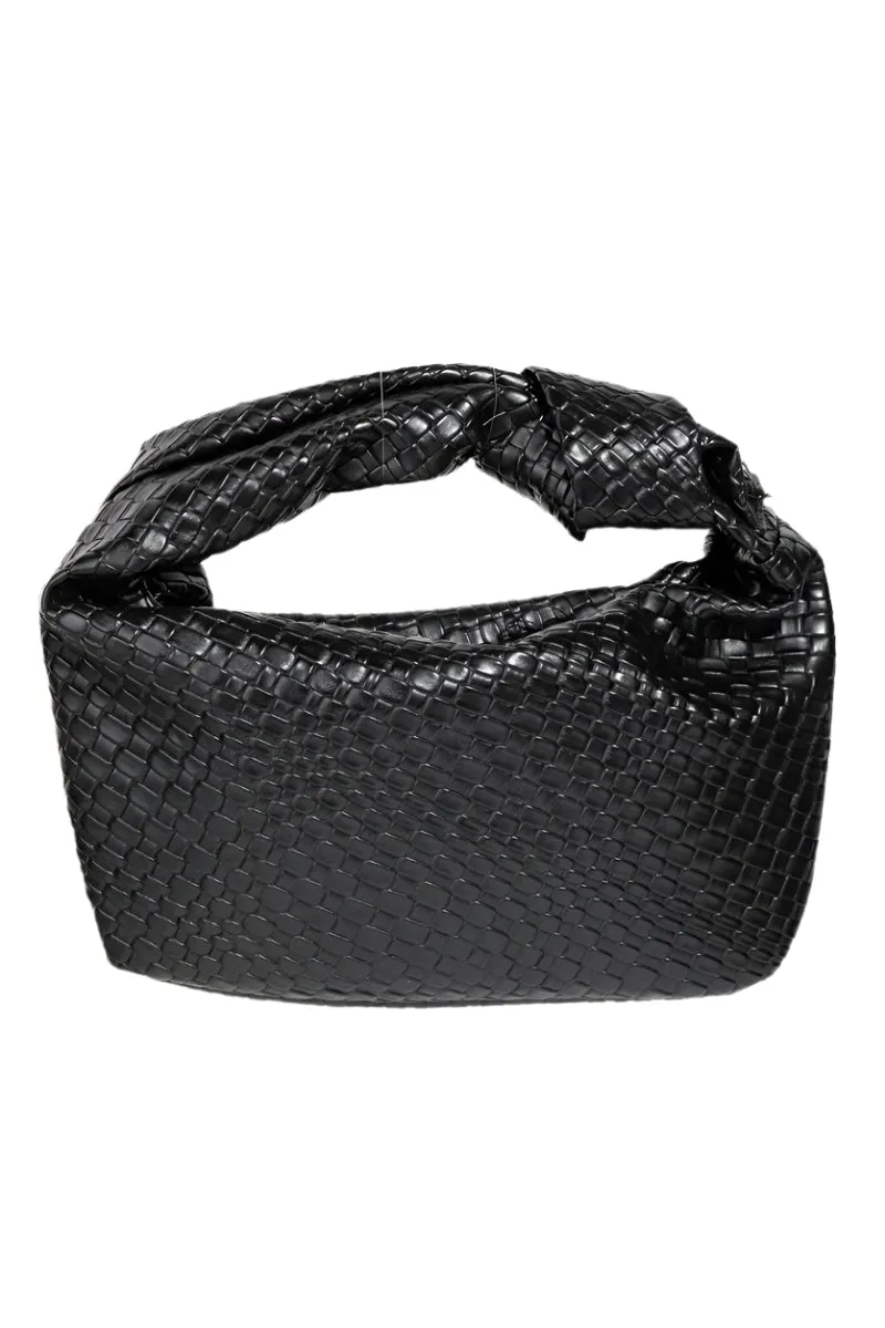 Fame Weave Pattern Knotted Handle Handbag