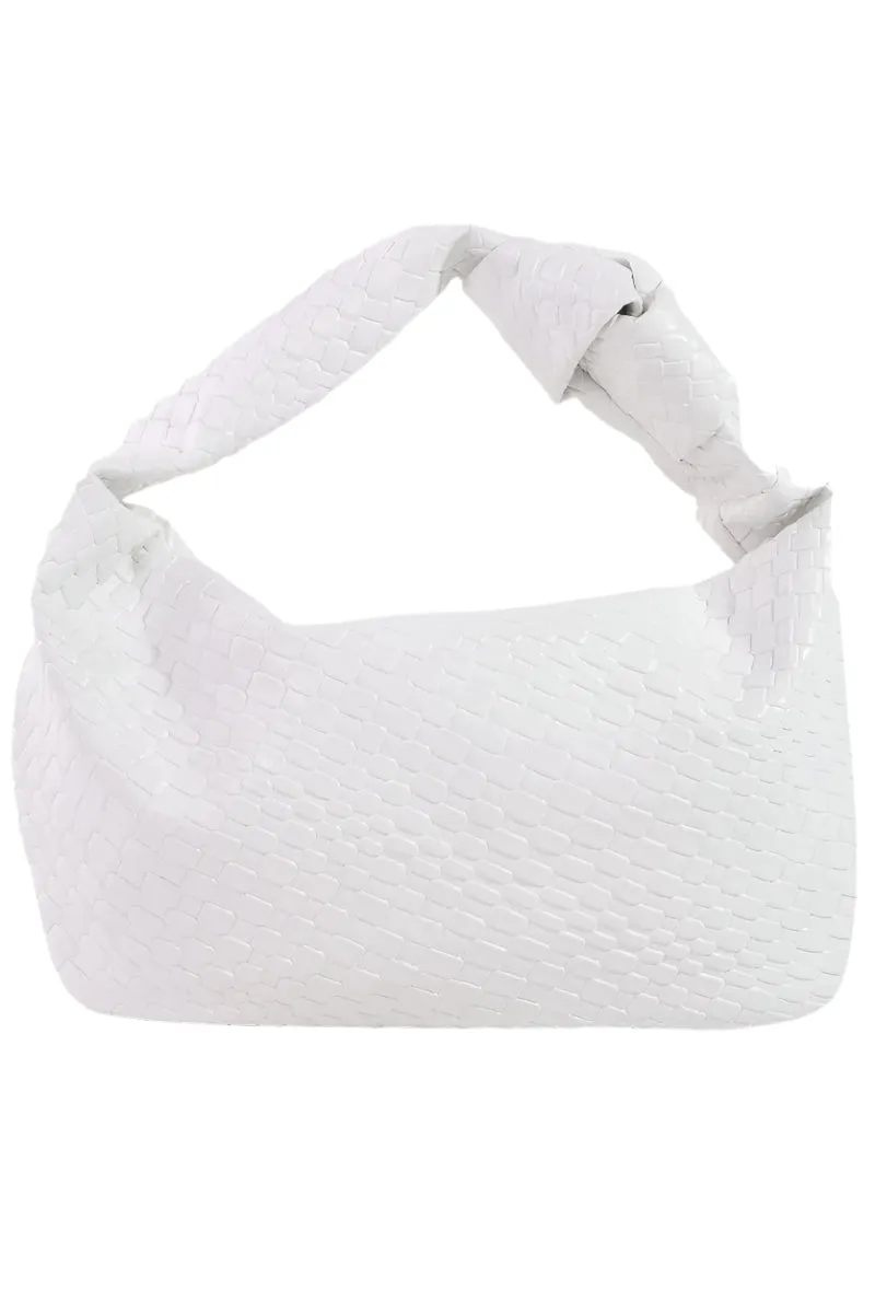 Fame Weave Pattern Knotted Handle Handbag