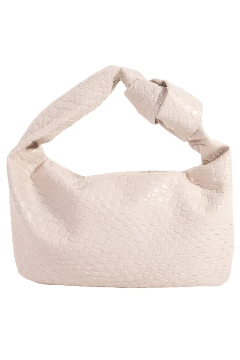 Fame Weave Pattern Knotted Handle Handbag