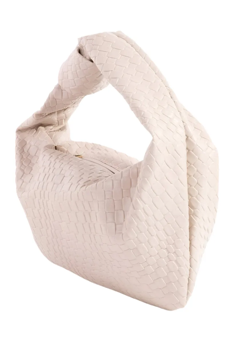Fame Weave Pattern Knotted Handle Handbag
