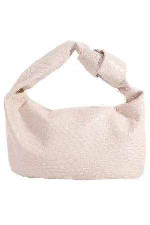 Fame Weave Pattern Knotted Handle Handbag