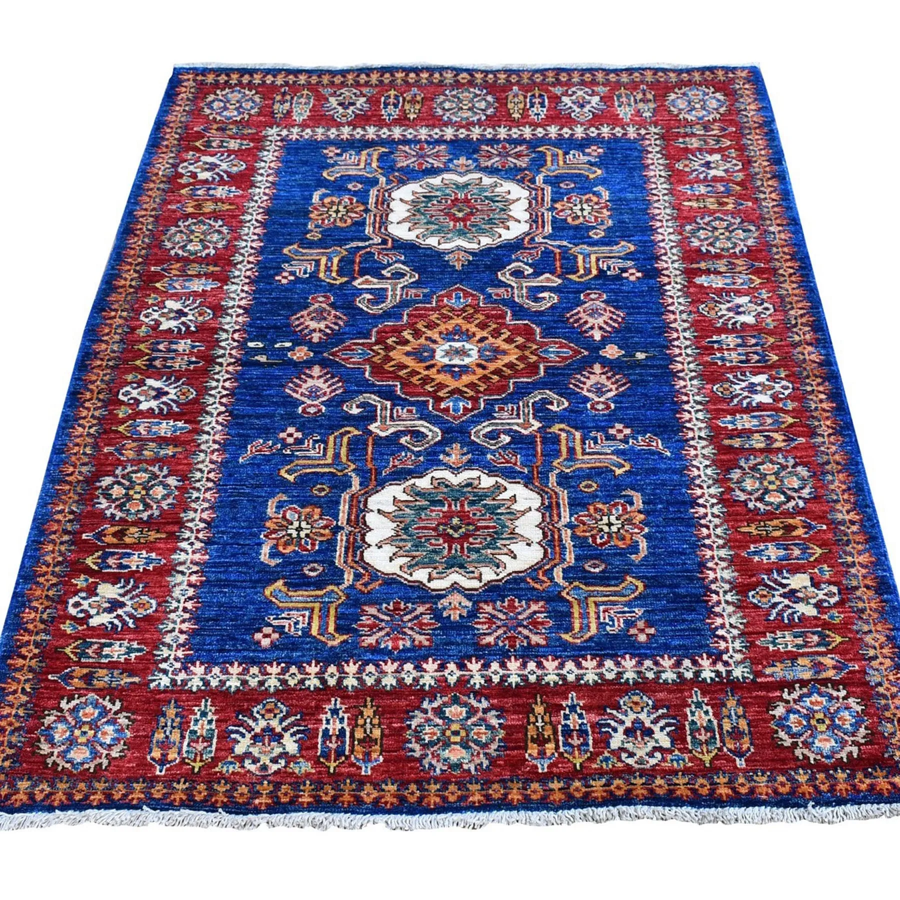 Fine Hand-Knotted Caucasian Kazak Design Handmade Wool Rug (Size 3.4. X 4.9 ) Cwral-9060