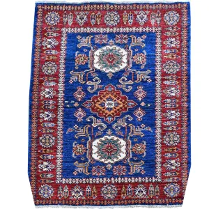 Fine Hand-Knotted Caucasian Kazak Design Handmade Wool Rug (Size 3.4. X 4.9 ) Cwral-9060