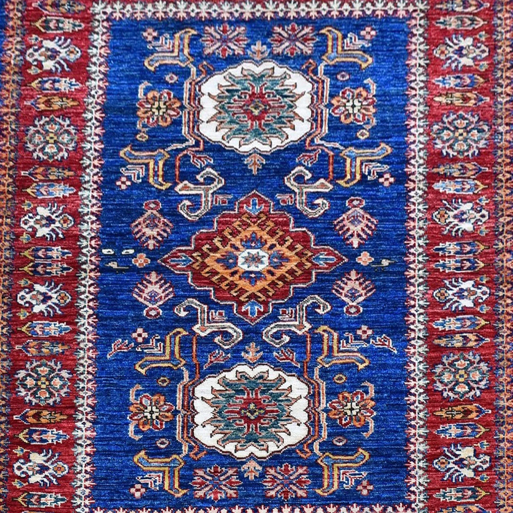 Fine Hand-Knotted Caucasian Kazak Design Handmade Wool Rug (Size 3.4. X 4.9 ) Cwral-9060