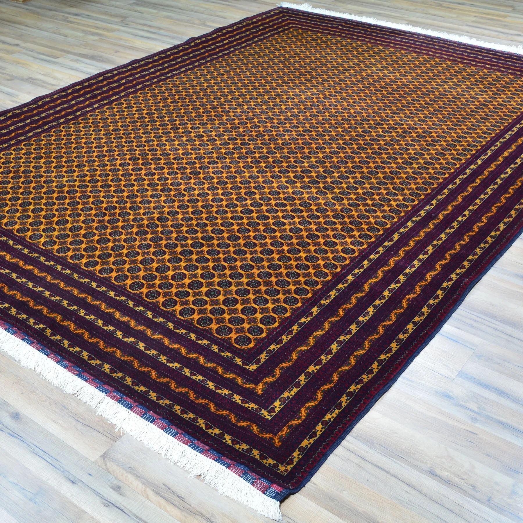 Fine Hand-Knotted Turkmen Tribal Traditional Wool Rug (Size 6.9 X 9.8) Cwral-9615