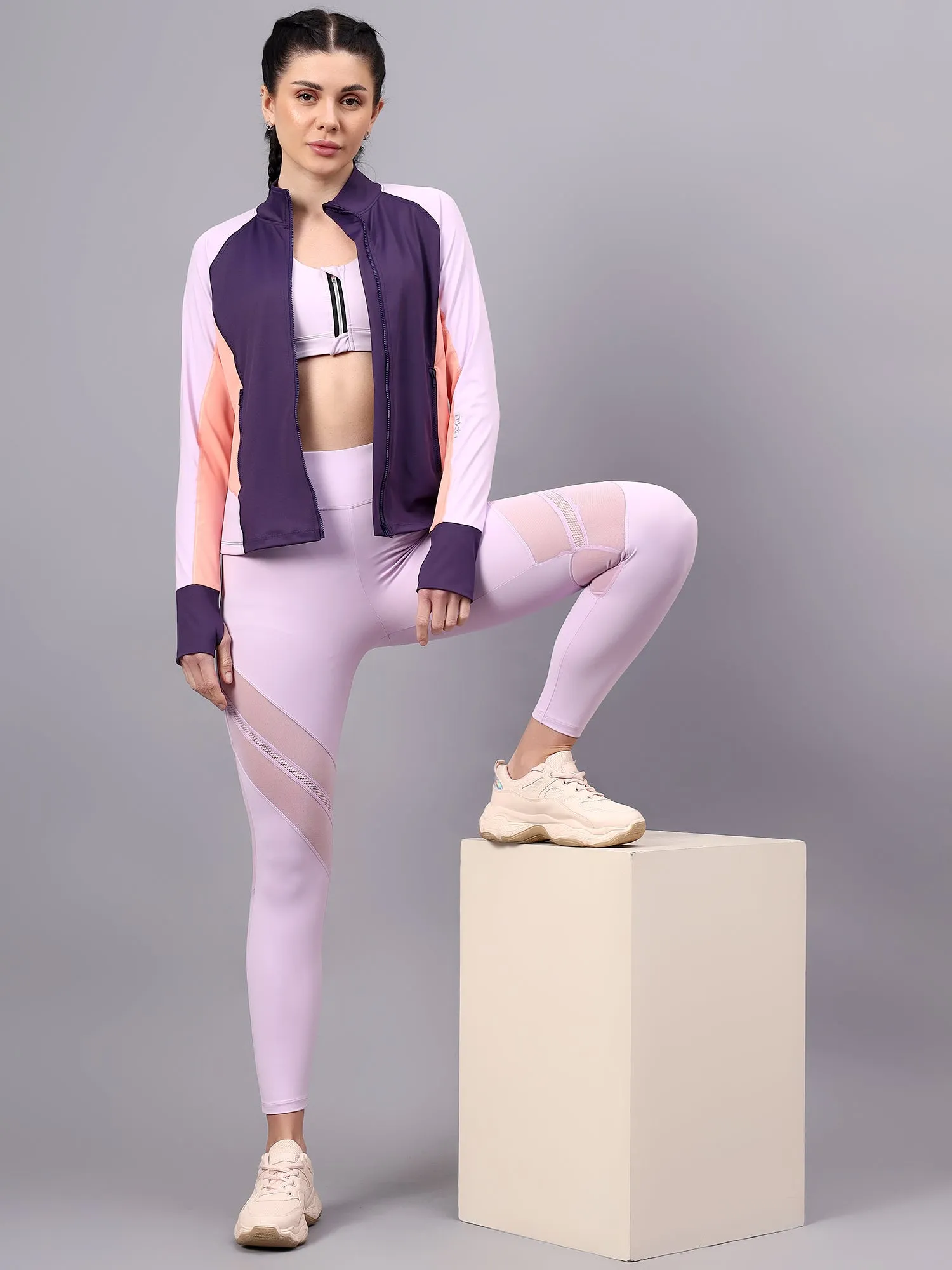 Fitkin Women's Purple Colorblock Jacket
