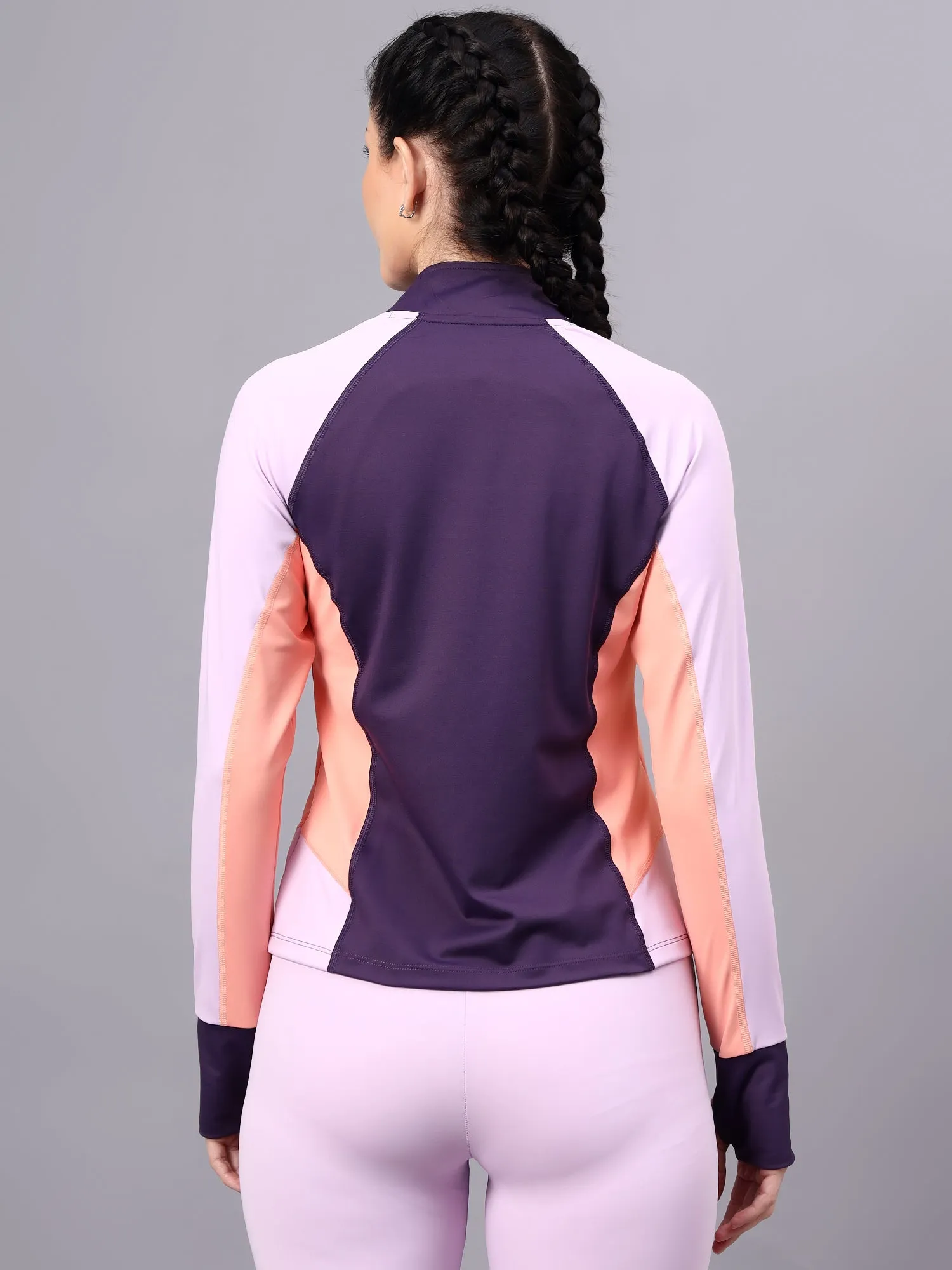 Fitkin Women's Purple Colorblock Jacket