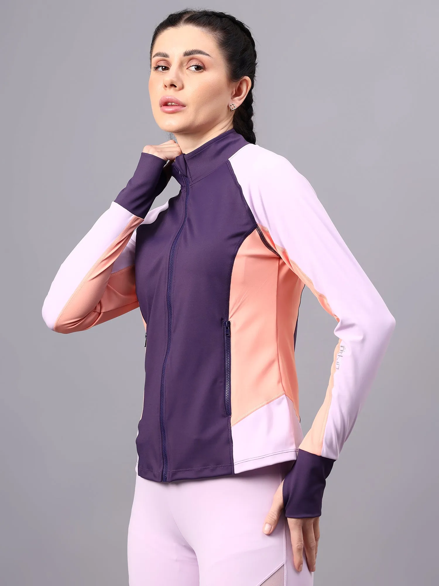 Fitkin Women's Purple Colorblock Jacket