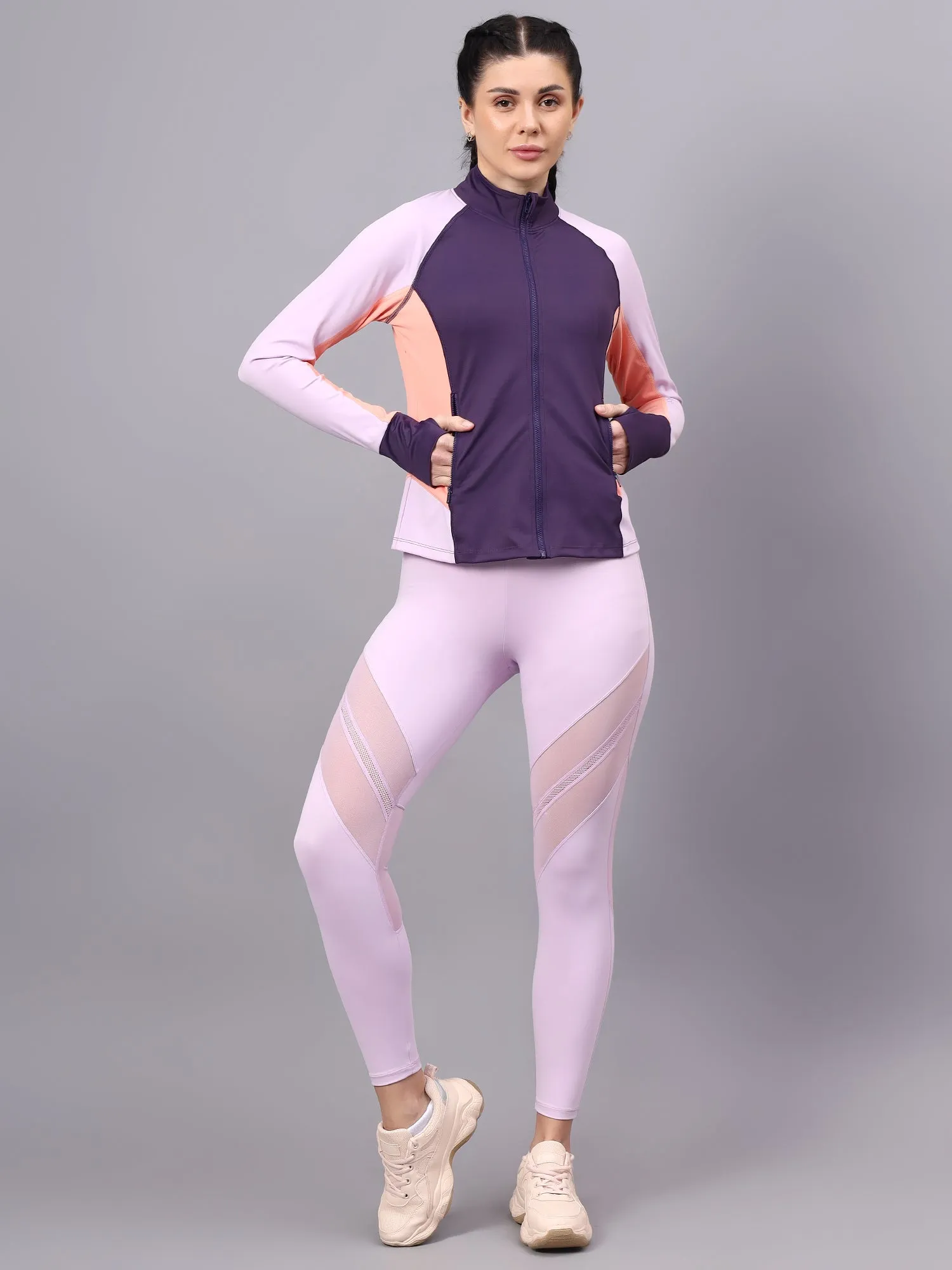 Fitkin Women's Purple Colorblock Jacket
