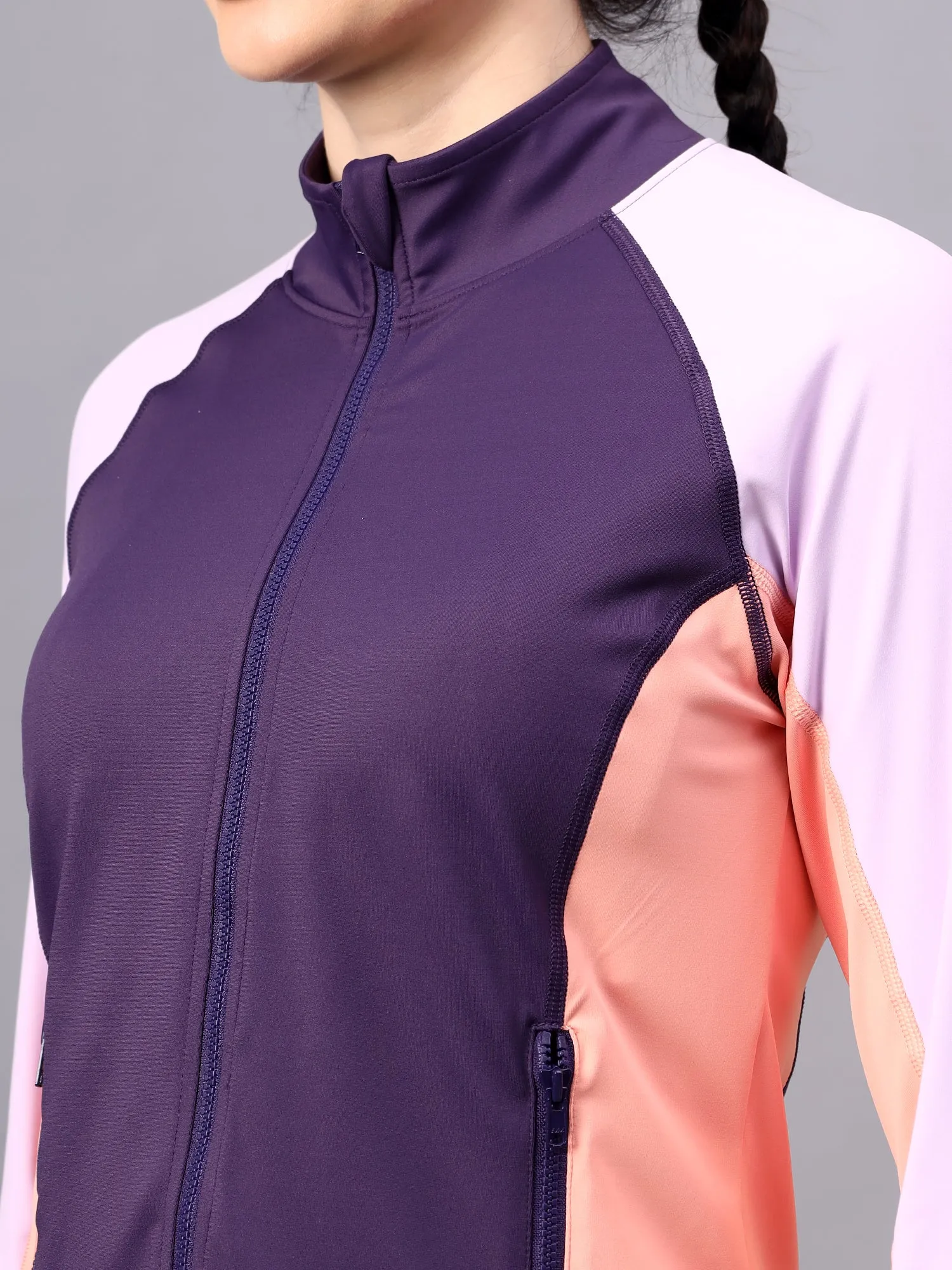 Fitkin Women's Purple Colorblock Jacket