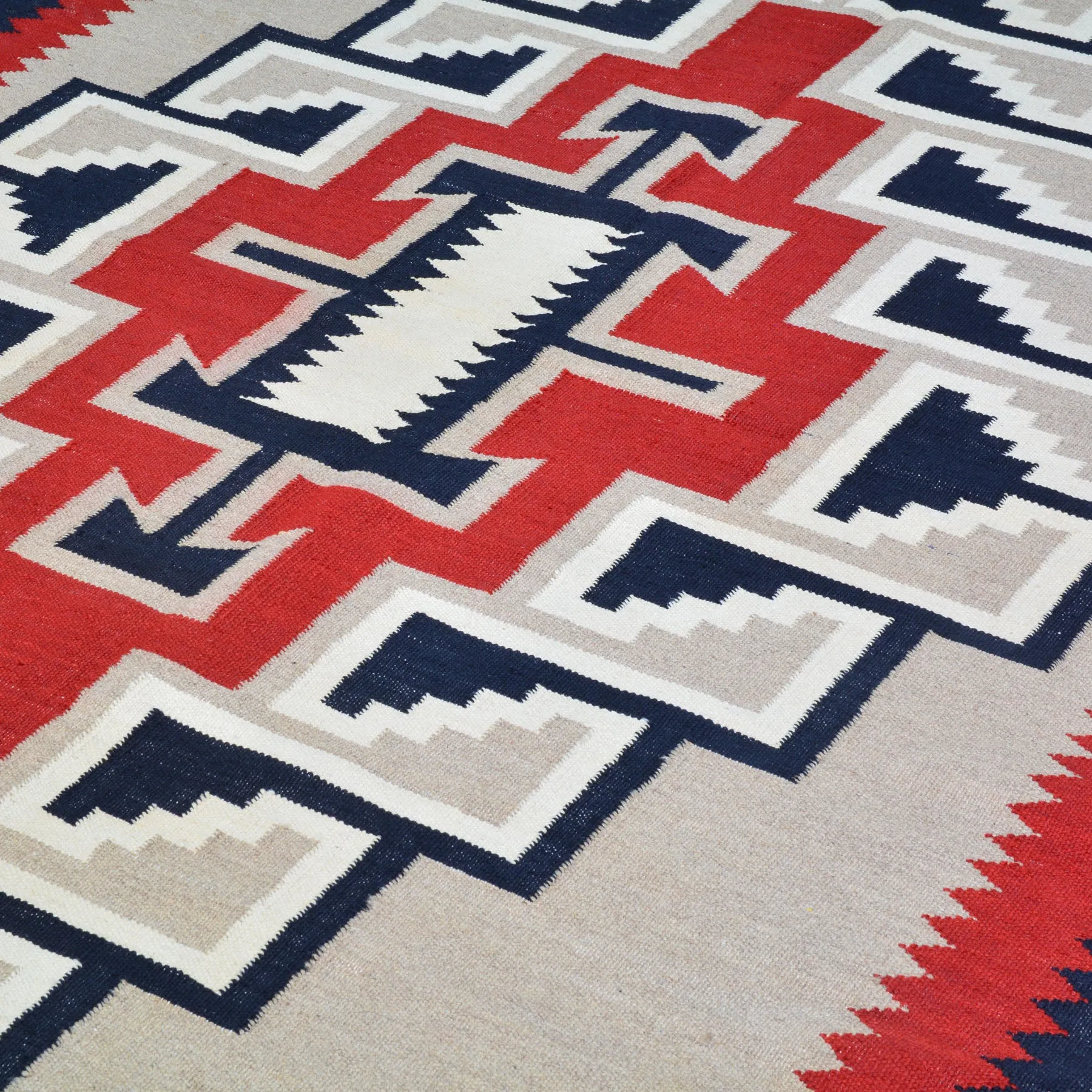 Flat-Weave Southwestern Design Red Color Wool Rug (Size 5.0 X 7.0) Cwral-10971