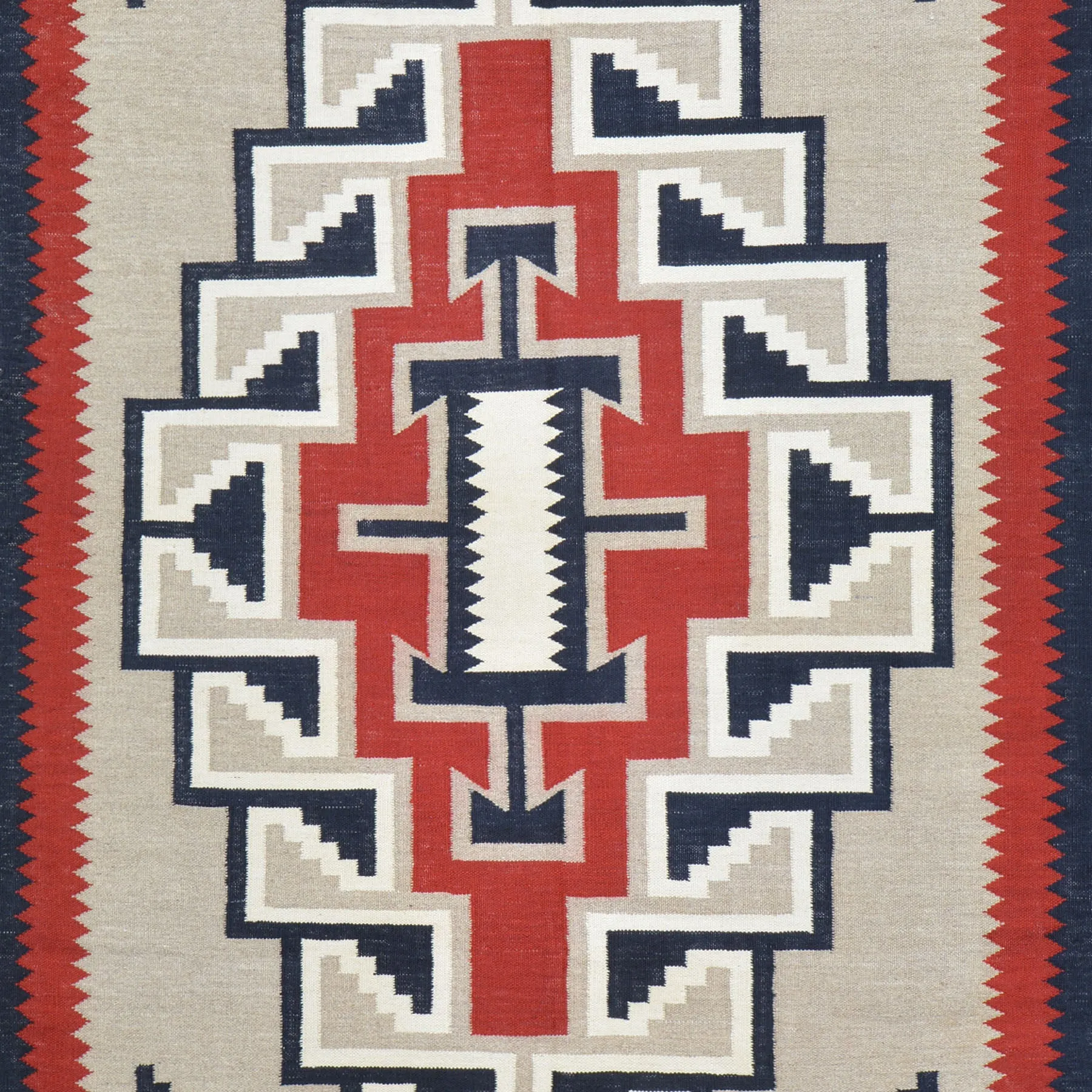 Flat-Weave Southwestern Design Red Color Wool Rug (Size 5.0 X 7.0) Cwral-10971