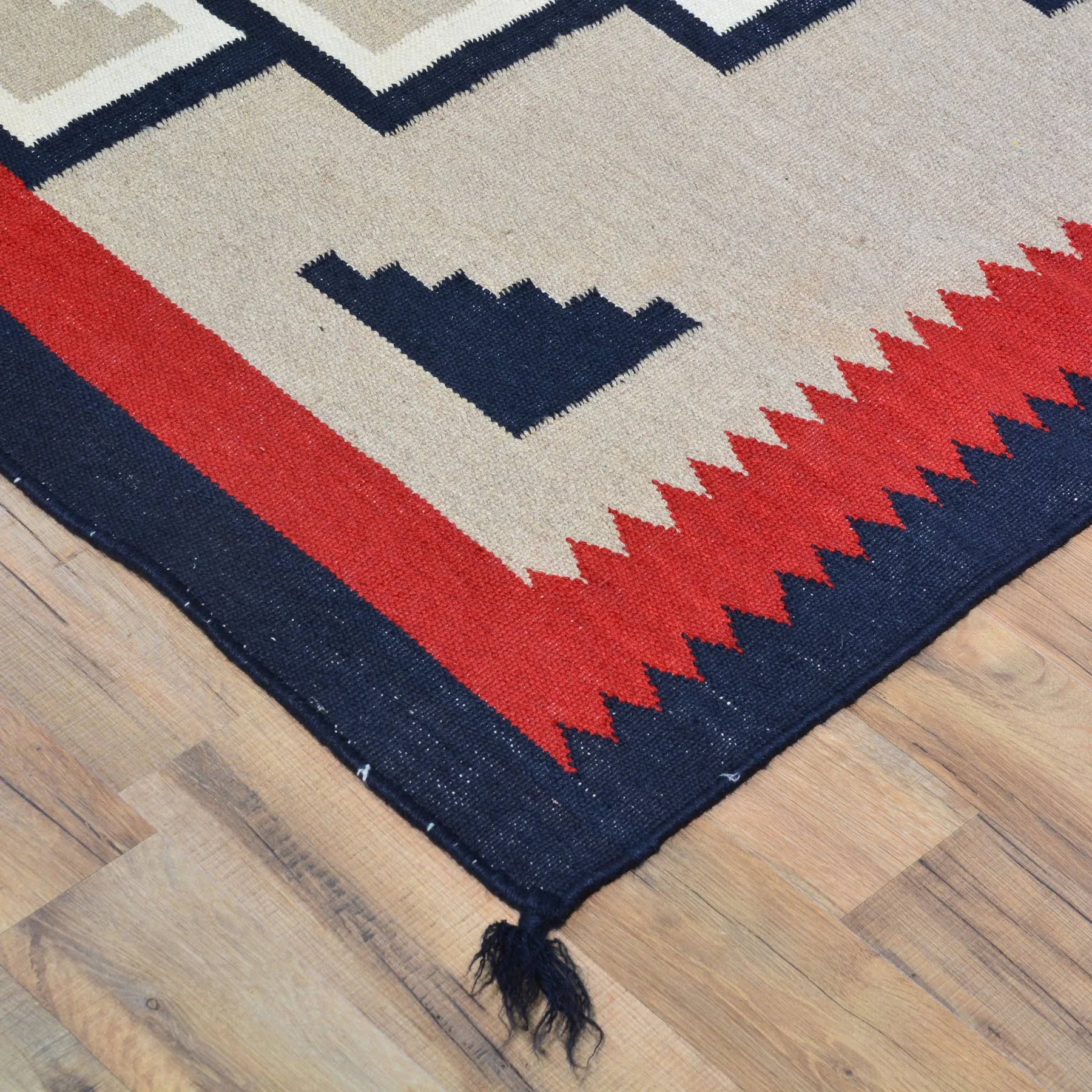 Flat-Weave Southwestern Design Red Color Wool Rug (Size 5.0 X 7.0) Cwral-10971