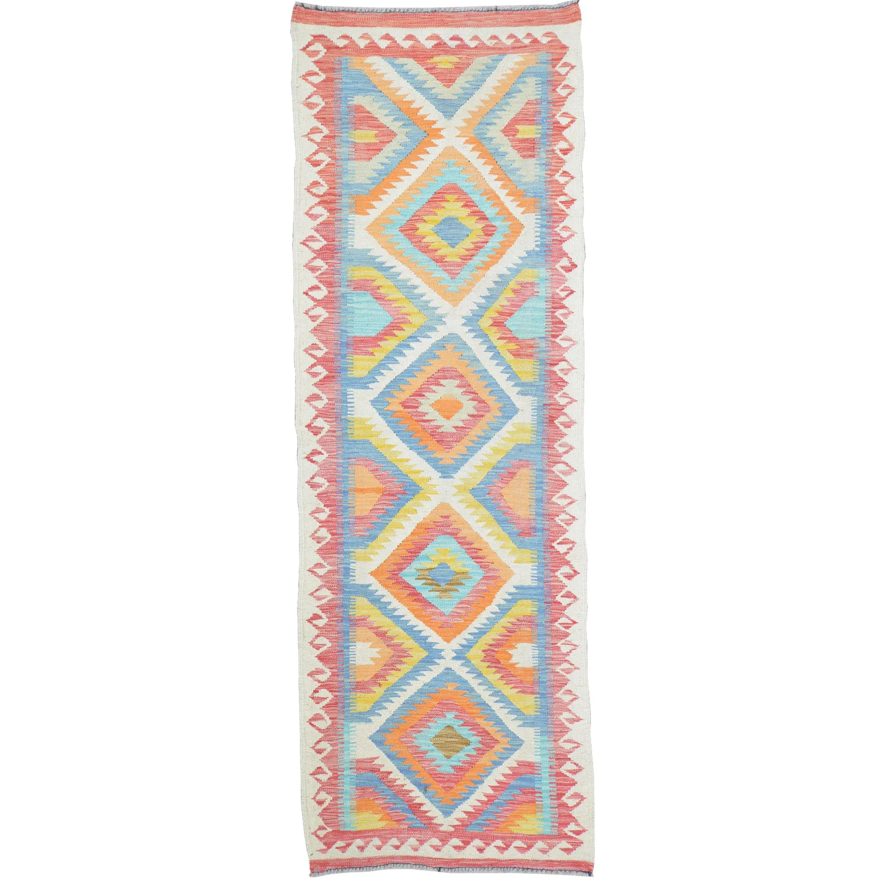 Flatweave Reversible Kilim Handmade Wool Rug (Size 2.6 X 8.0) Cwral-10869