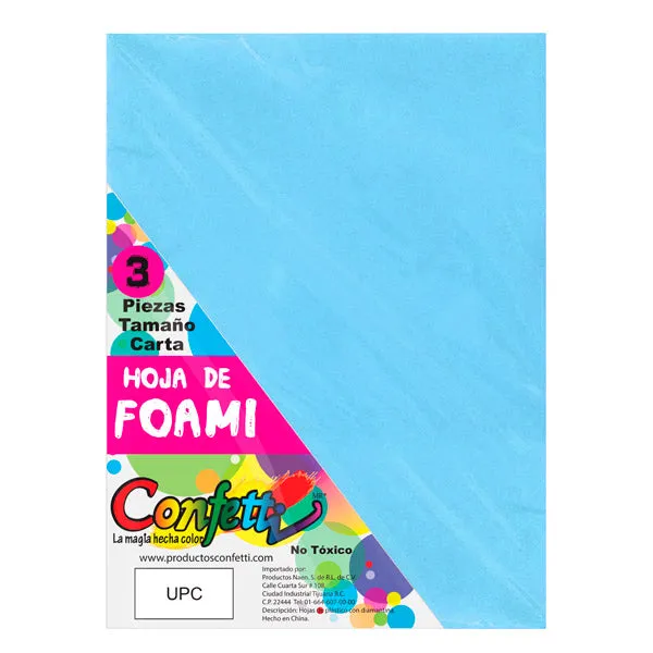 FOAMY CARTA 3 PZ AZUL CIELO NAEN MNK