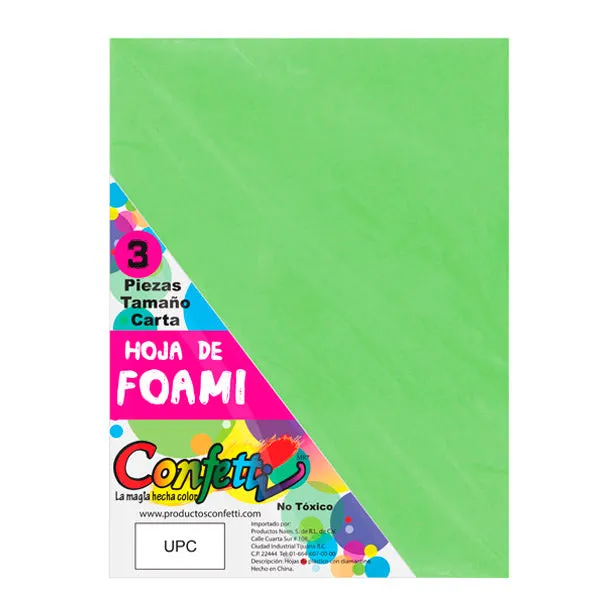 FOAMY CARTA 3 PZ VERDE CLARO NAEN MNK