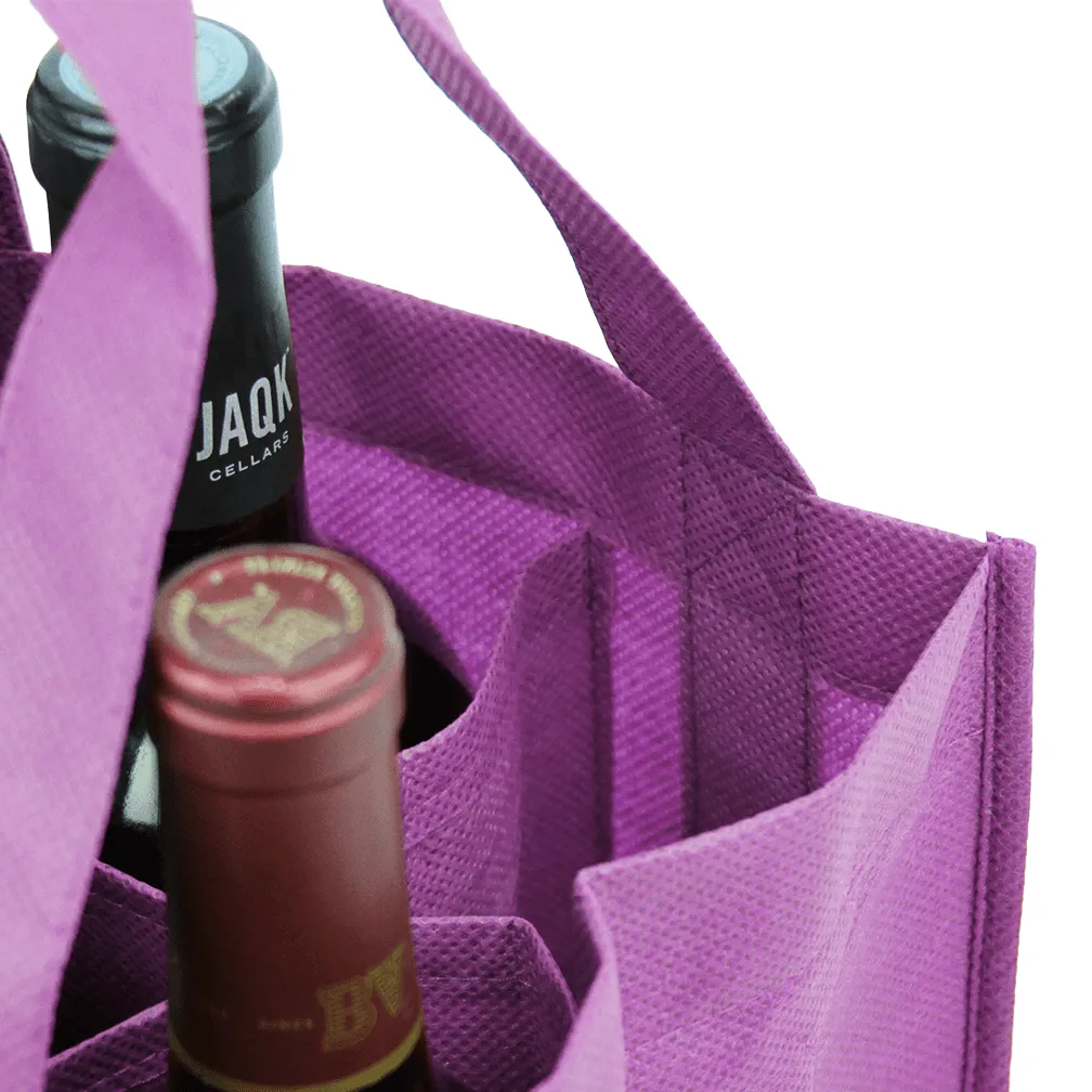 Four bottle Wine Tote, Reinforced Handles *Fully Customizable*