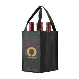 Four bottle Wine Tote, Reverse Reinforced Handles *Fully Customizable*