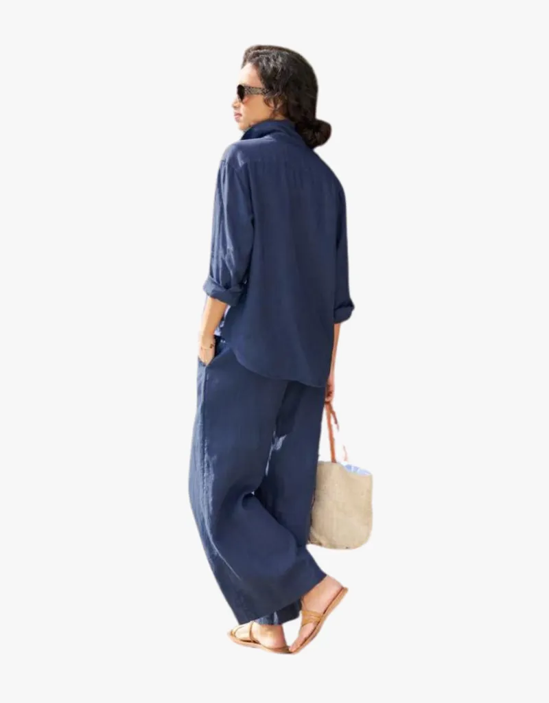 Frank & Eileen Tuscany Getaway Set in Navy (Washed Linen)