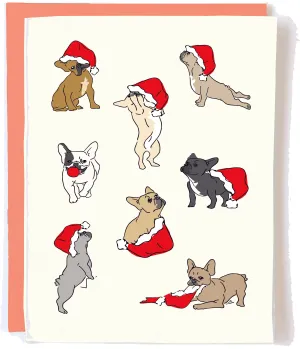 French Bulldog Christmas Card and Box Set – Cute Holiday Cards with Dogs in Santa Hats