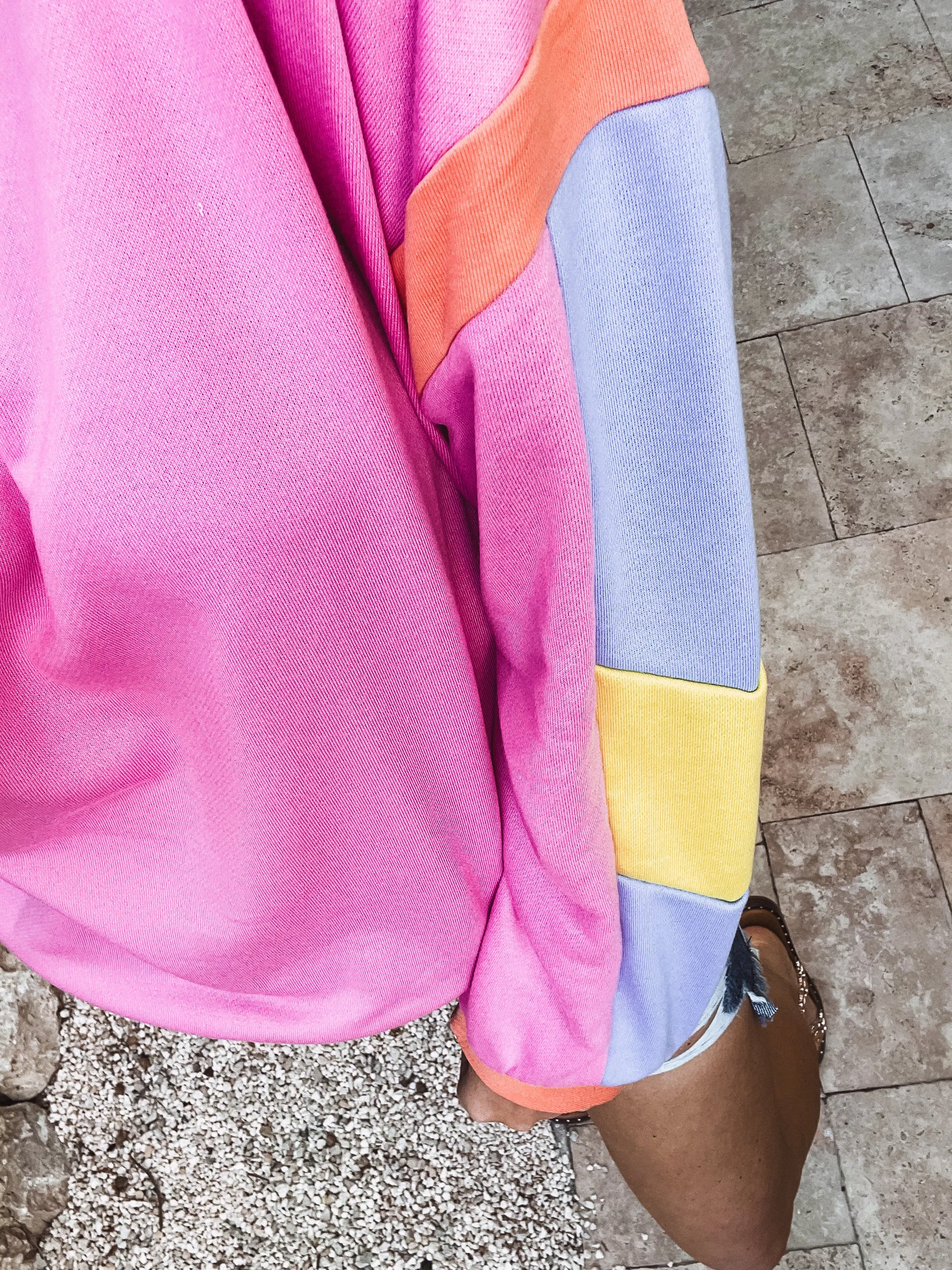 French Terry Colorblock Sleeve Pullover
