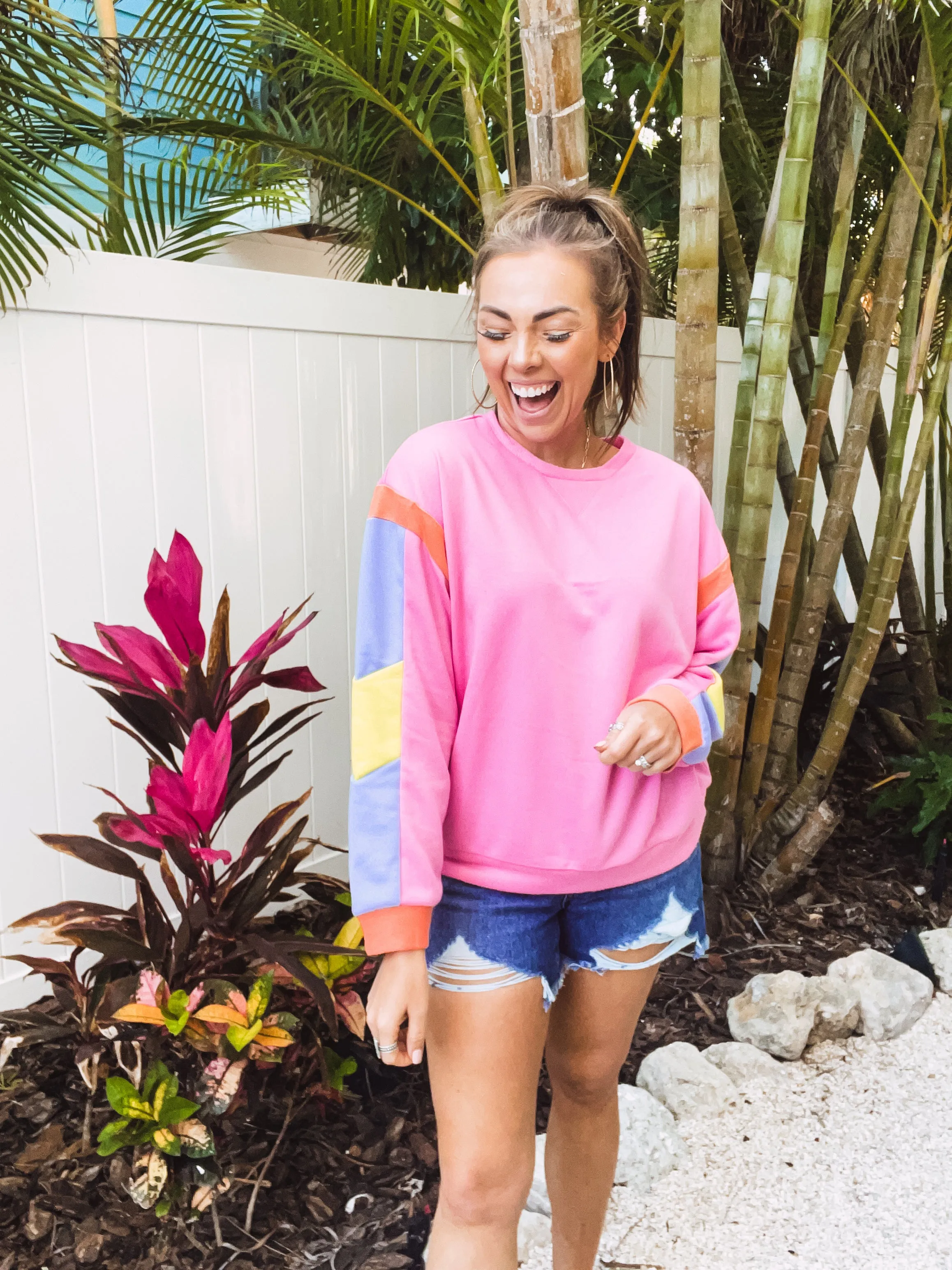 French Terry Colorblock Sleeve Pullover