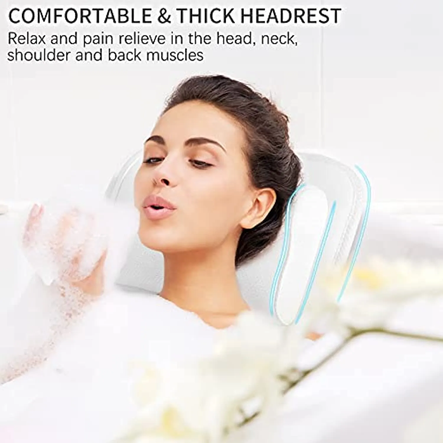 Full Body Bath Pillow, Upgraded Non-Slip Bath Cushion for Tub, Spa Bathtub Pillow Mattress for Head Neck Shoulder and Back Rest Support，Hot Tub Accessories – 50"x 15"