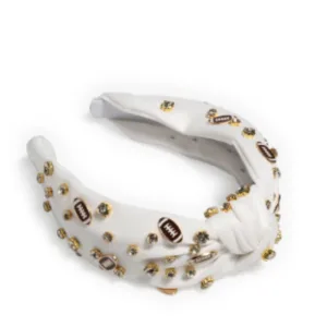 Game Day Charms Knotted Headband in White & Gold