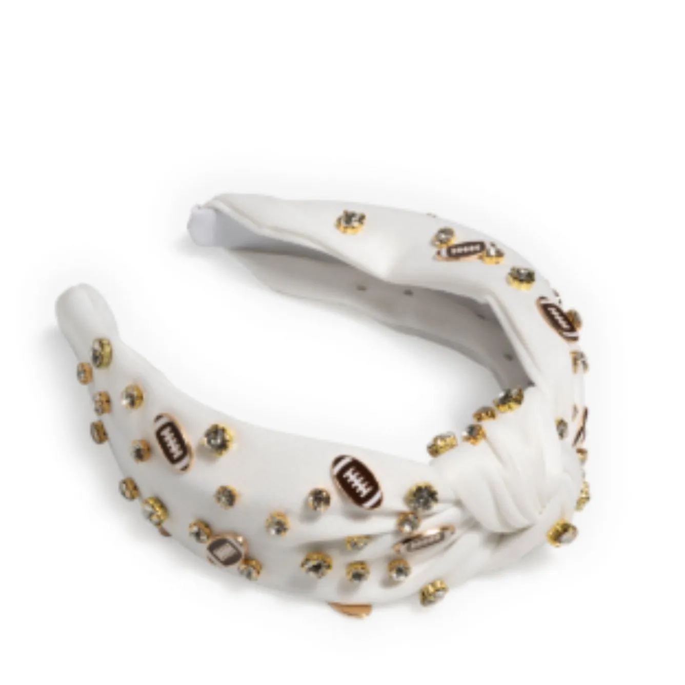 Game Day Charms Knotted Headband in White & Gold