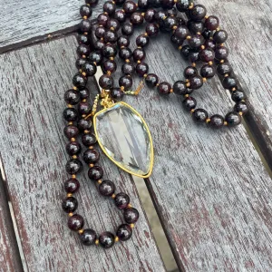 Garnet and Glass Mala Necklace