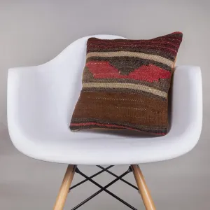 Geometric Brown Kilim Pillow Cover 16x16 4646