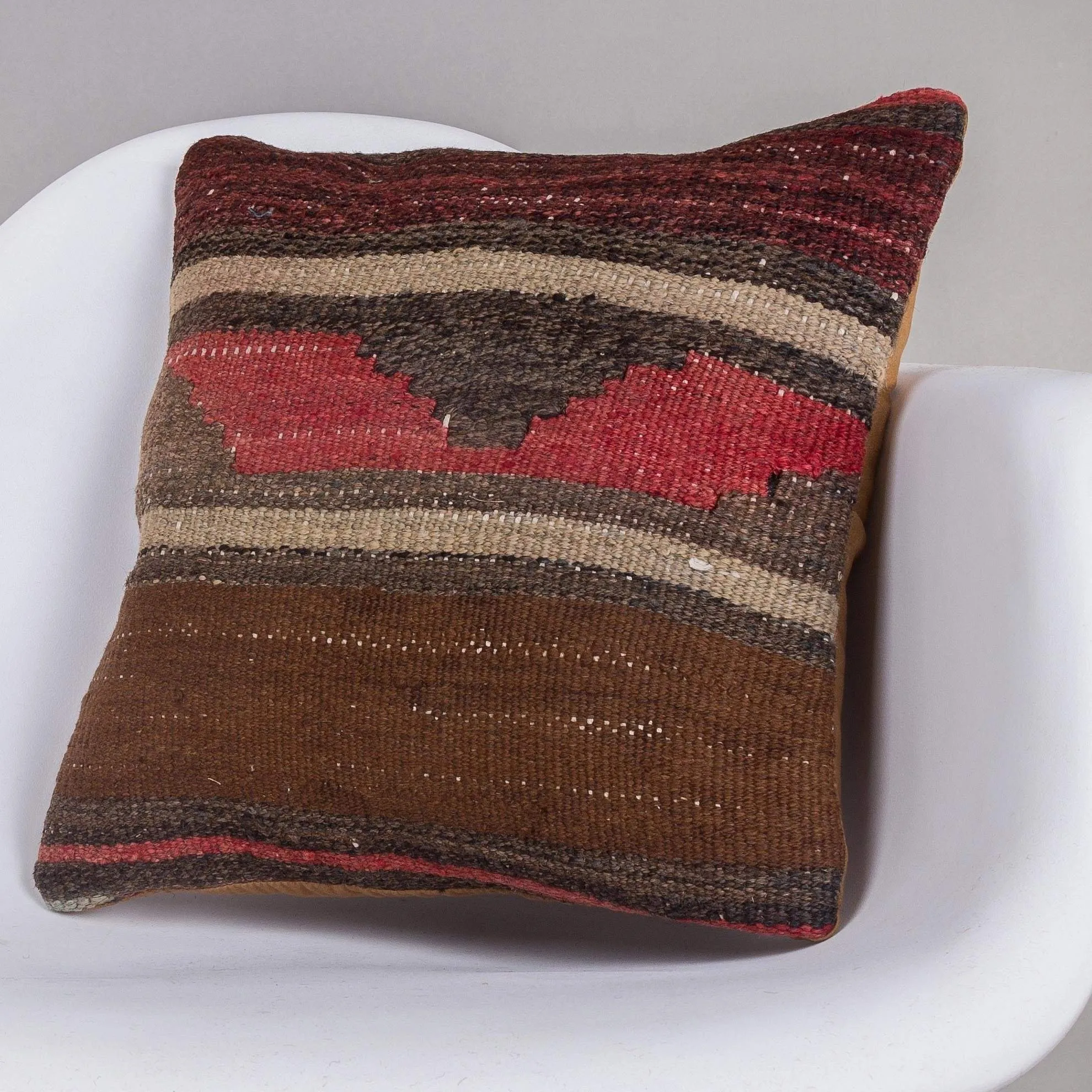 Geometric Brown Kilim Pillow Cover 16x16 4646