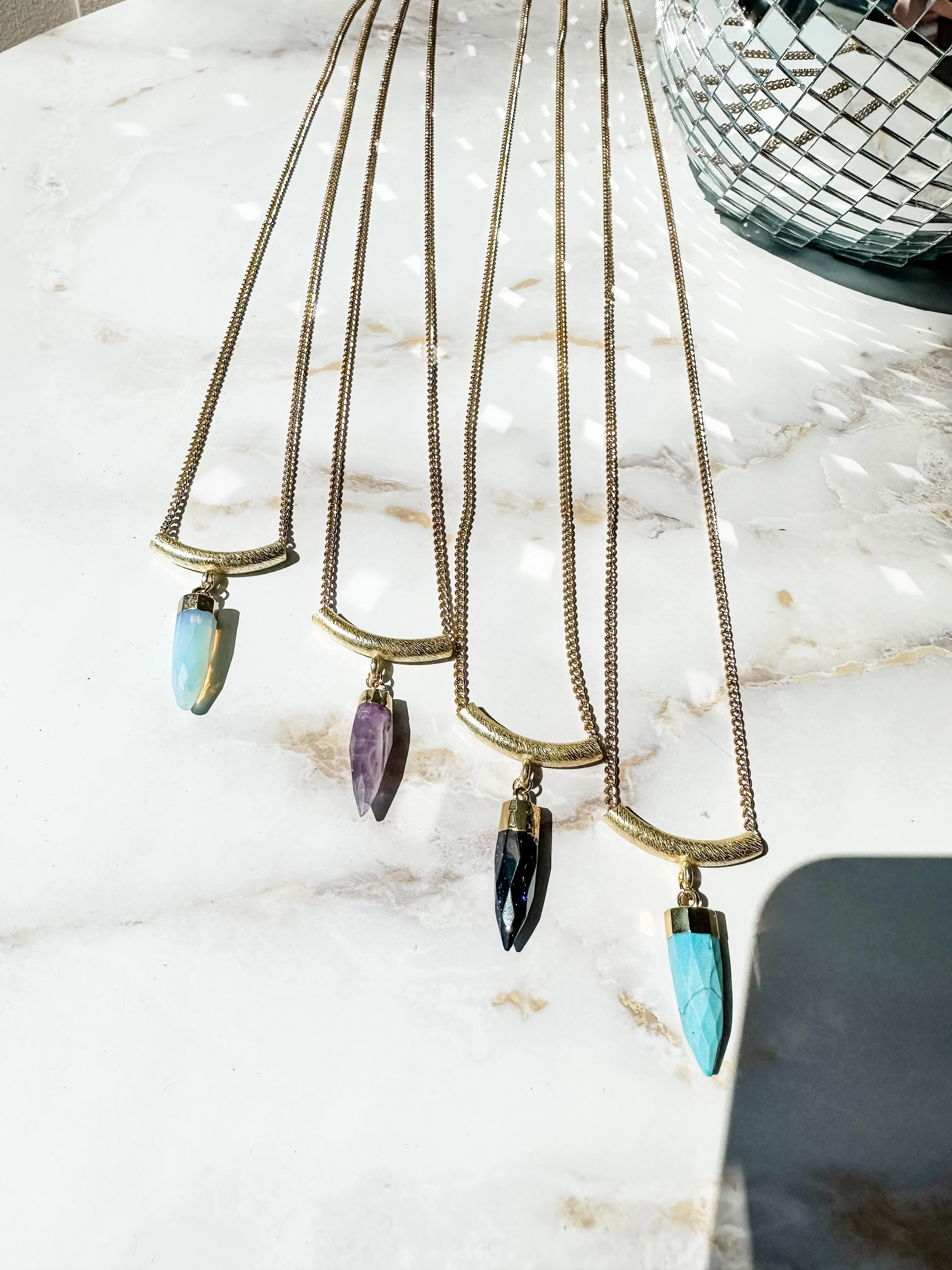 Getaway Dainty Drop Gemstone Necklace