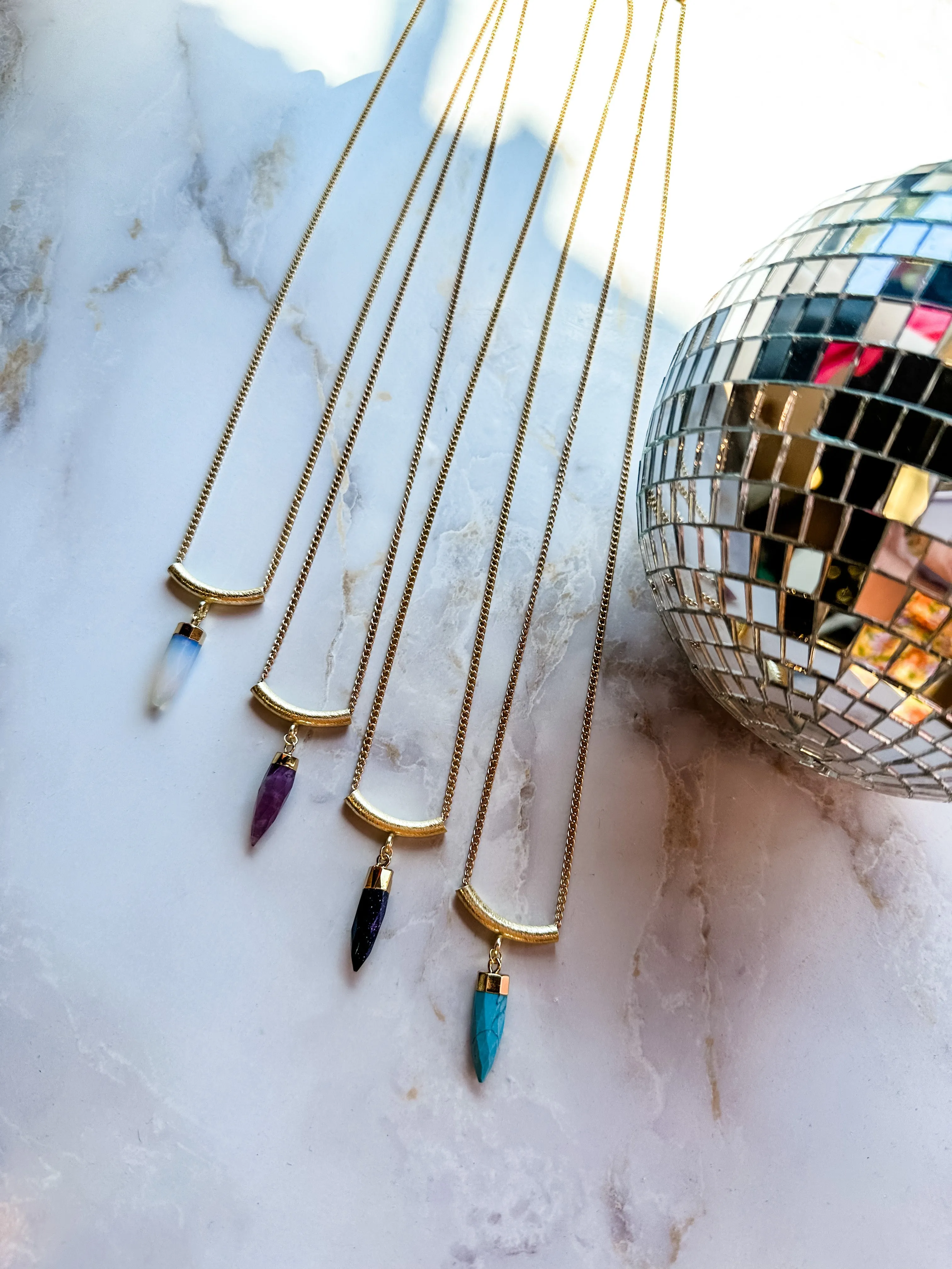 Getaway Dainty Drop Gemstone Necklace