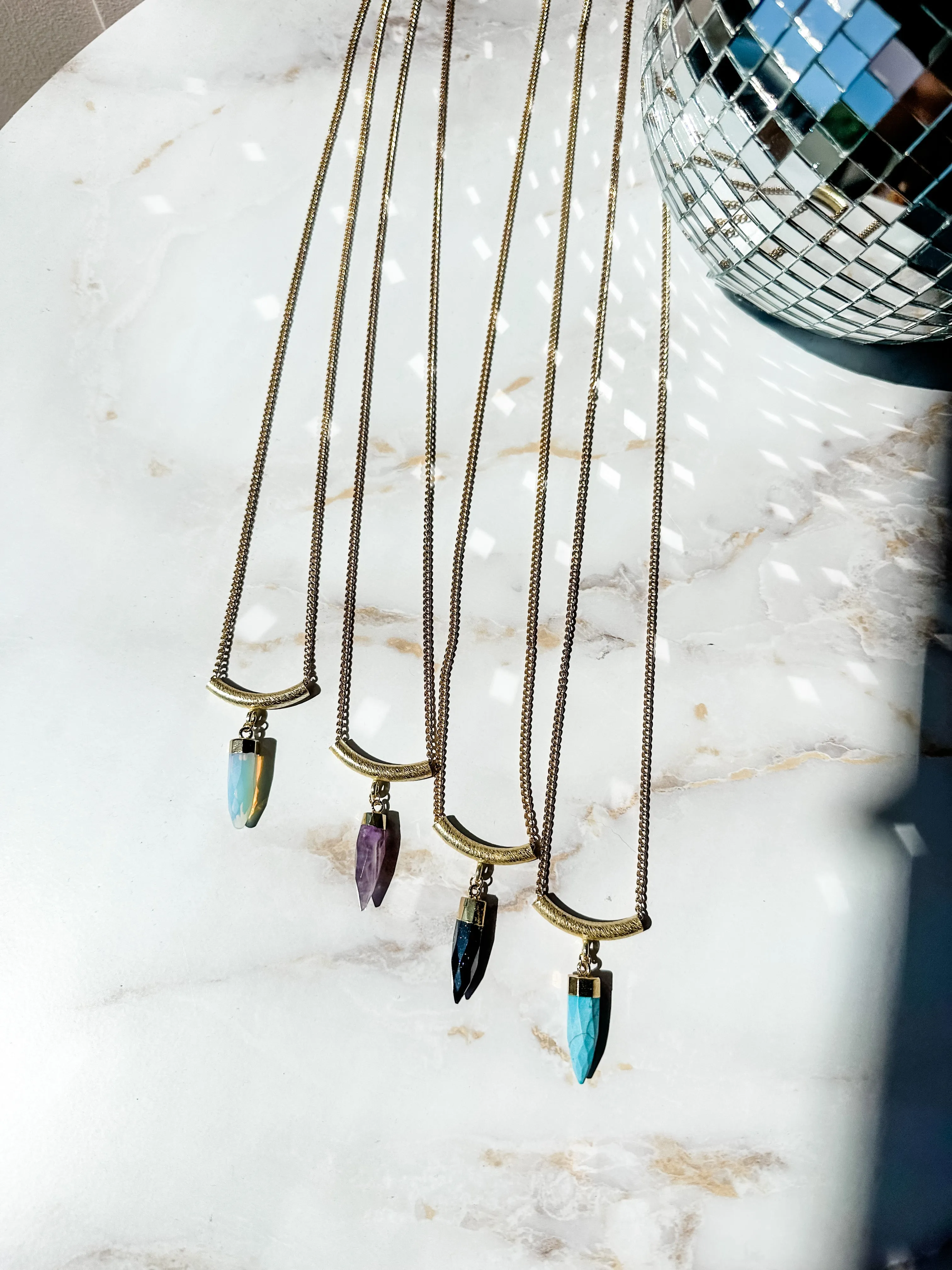 Getaway Dainty Drop Gemstone Necklace