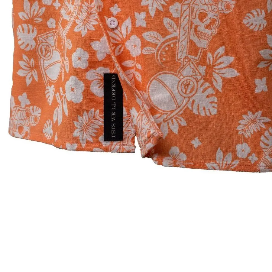 Getaway Tropical Death Button Down - Apricot Crush