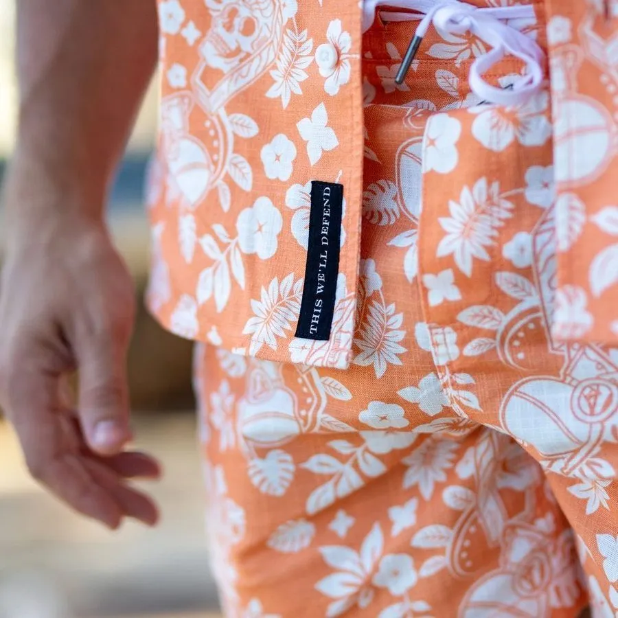 Getaway Tropical Death Button Down - Apricot Crush