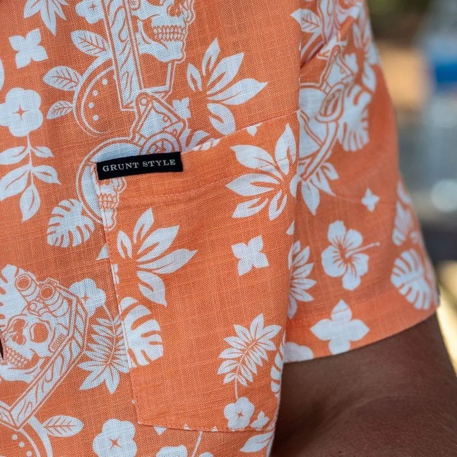 Getaway Tropical Death Button Down - Apricot Crush
