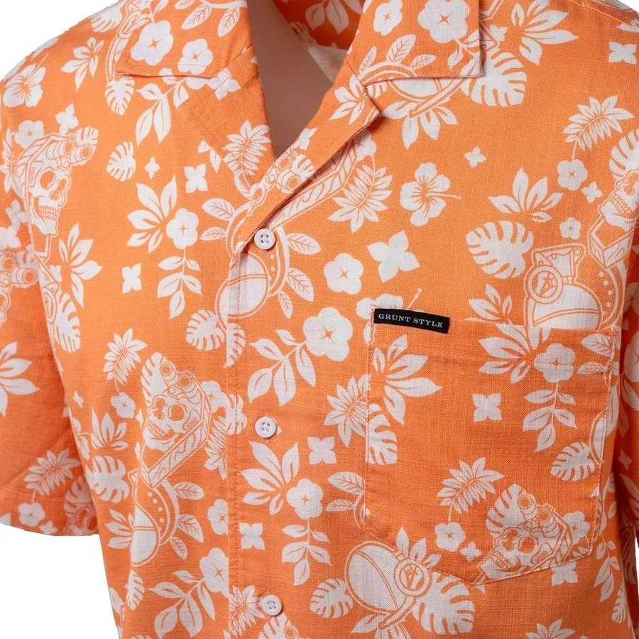 Getaway Tropical Death Button Down - Apricot Crush