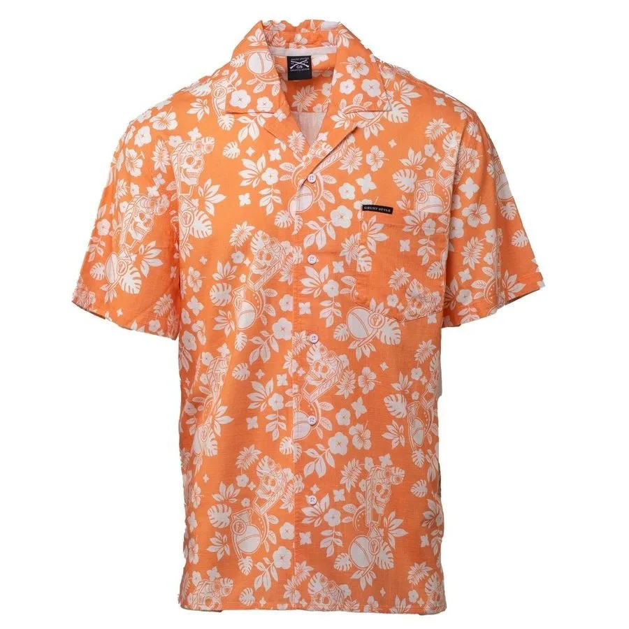 Getaway Tropical Death Button Down - Apricot Crush