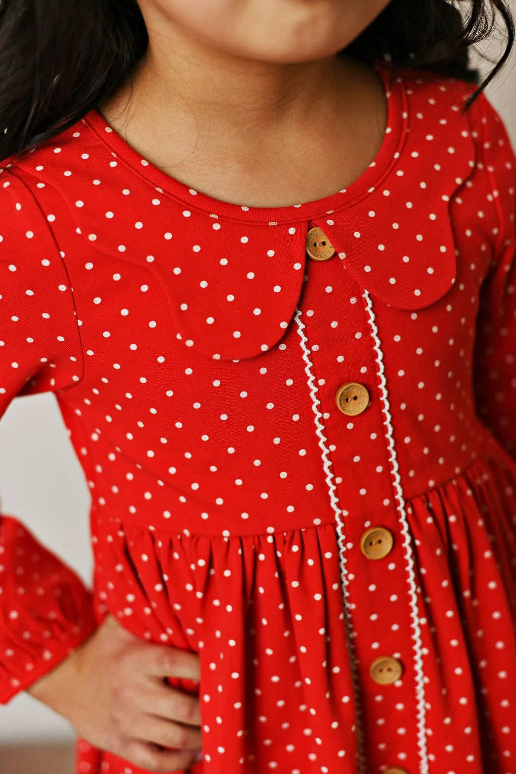 GIRL RED DOTTIE HOLIDAY DRESS