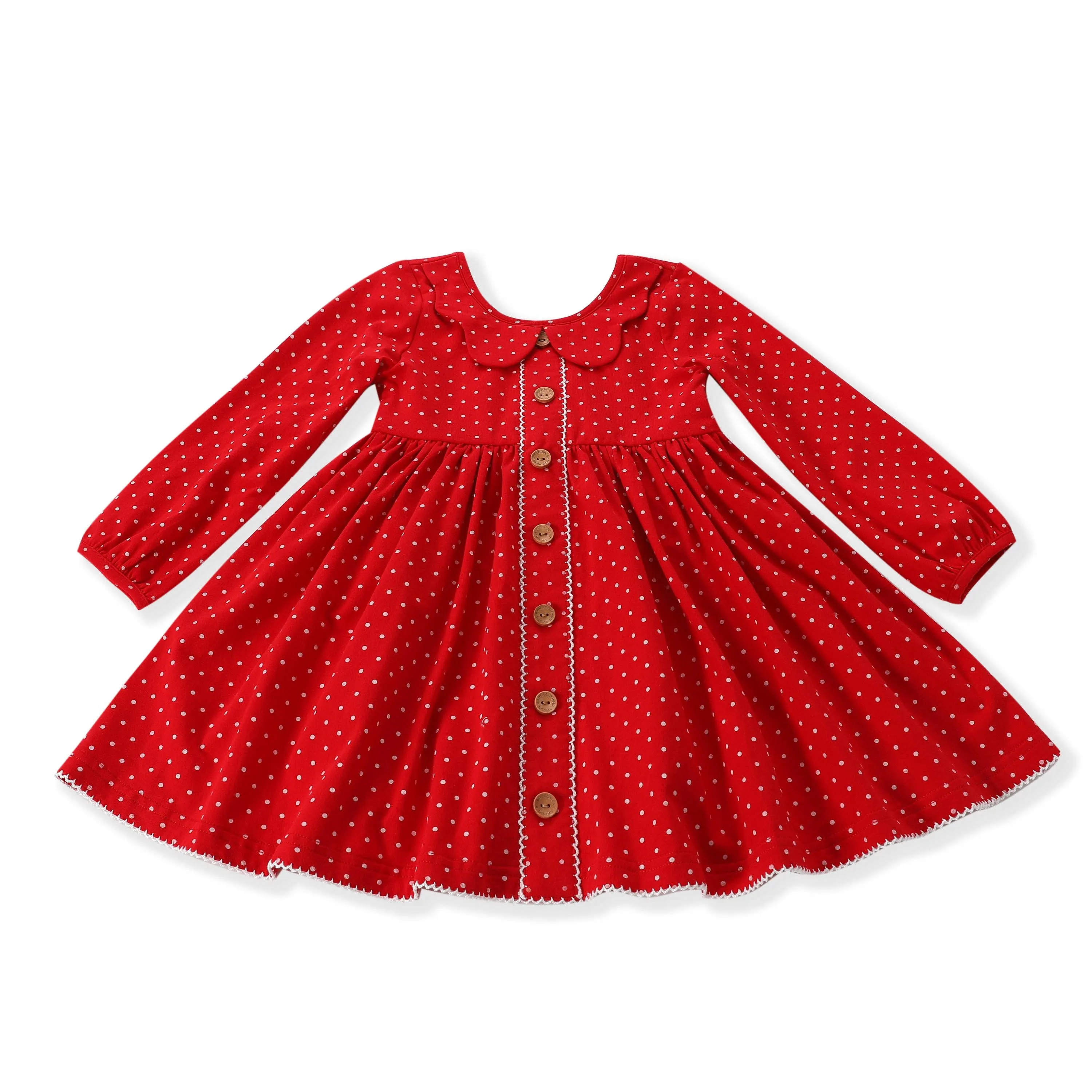 GIRL RED DOTTIE HOLIDAY DRESS