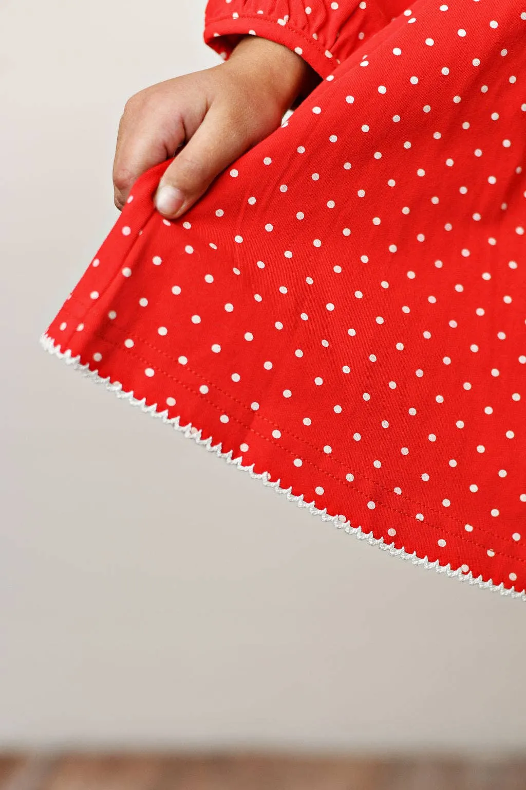 GIRL RED DOTTIE HOLIDAY DRESS