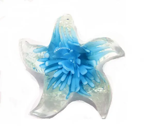 Glass Lampwork STARFiSH Pendants, Purple Aqua Pink Green Gold