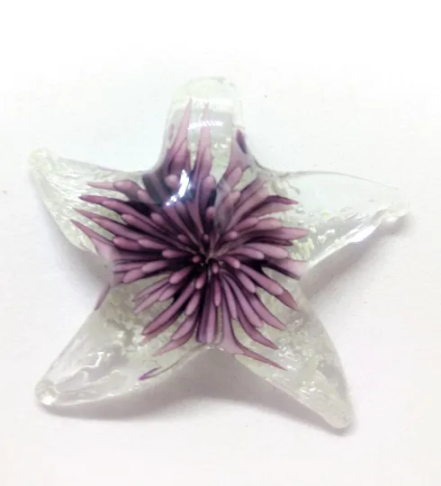 Glass Lampwork STARFiSH Pendants, Purple Aqua Pink Green Gold