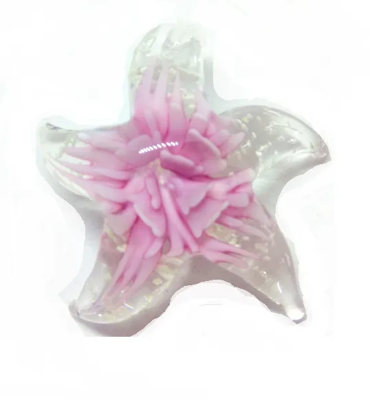 Glass Lampwork STARFiSH Pendants, Purple Aqua Pink Green Gold