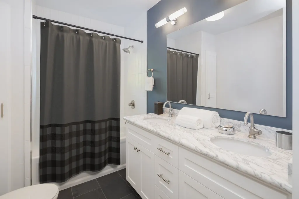 Gray and Black Buffalo Plaid Contrast Color Block Pattern Shower Curtain Rustic Home Decor