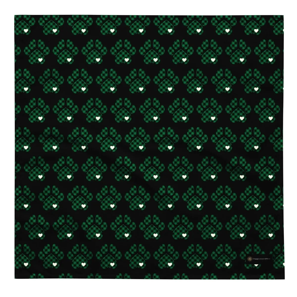Green Buffalo Plaid Dog Paw Bandana